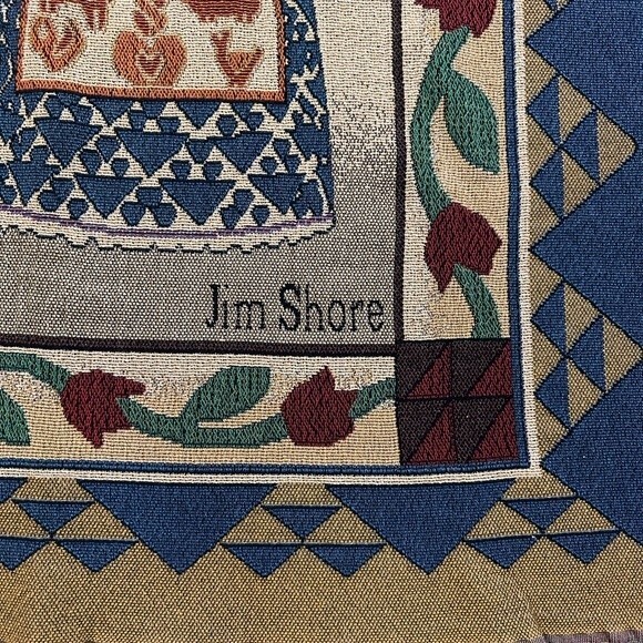 Jim Shore Pilgrims tapestry Throw Blanket THANKSGIVING SEASONAL - Picture 2 of 3